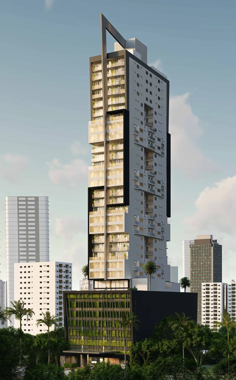 Render del proyecto Sky Parc, torre de apartamentos en Costa del Este, Ciudad de Panamá