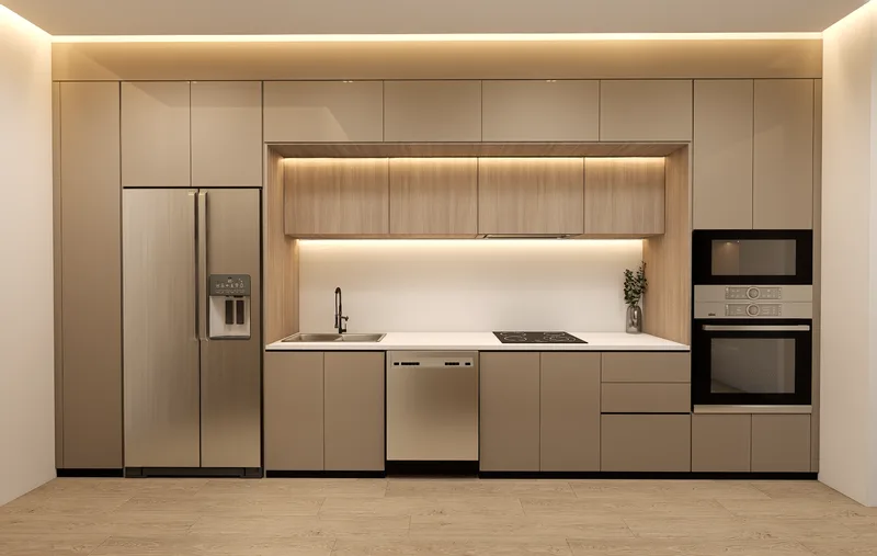 Cocina equipada con muebles superiores e inferiores en Sky Parc II