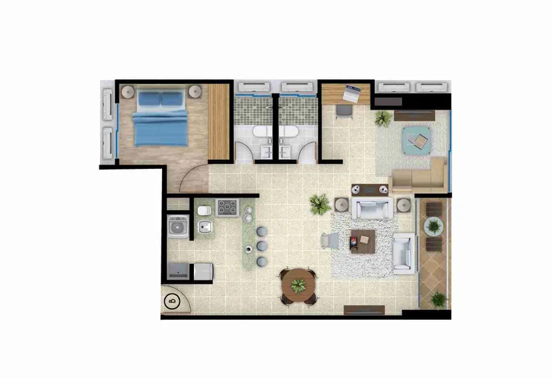 Plano de planta de un apartamento en Sky Swiss